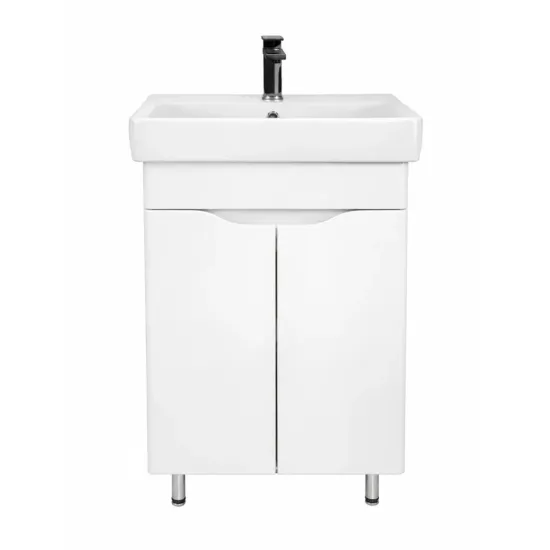 Dulap pentru lavoar Mashtab Print (ML) 55 cm, pardoseală cu 2 usi, Alb (22274)