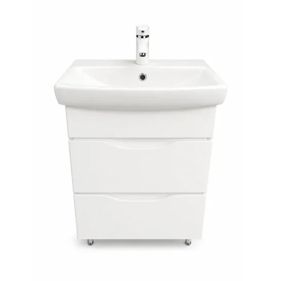 Шкаф под умывальник Mashtab Print (CL) 60 cm, напольный с 2 выдвижными ящиками, Белый (22273)