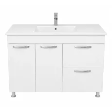 Dulap pentru lavoar Mashtab Agat (BL) 120 cm, pardoseală cu 2 sertare și 2 uși, Alb (12336)