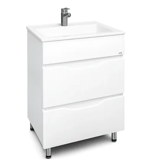 Шкаф под умывальник Mashtab Print (Sava) 65 cm, напольный с 2 выдвижными ящиками, Белый (12197)