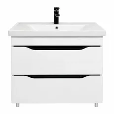 Dulap pentru lavoar Mashtab Print (Sava) 60 cm, pardoseală cu 2 sertare, Alb/placuta Negra (12000)