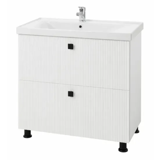 Dulap pentru lavoar Mashtab Toledo (Sava) 60 cm, pardoseală cu 2 sertare, Alb (12136)