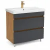 Шкаф под умывальник Mashtab Torino (Sava) 80 cm, напольный с 2 выдвижными ящиками без ручек, Дуб/Антрацит (12335)