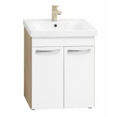 Dulap pentru lavoar Mashtab Agat (Sava) 60 cm, pardoseală cu 2 usi, Alb/Sonoma (12167)
