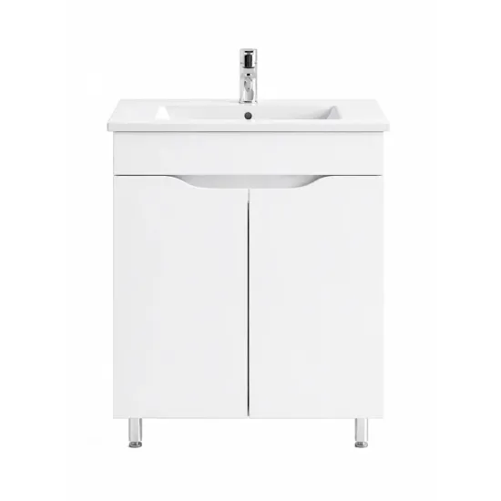 Dulap pentru lavoar Mashtab Print (Sava) 55 cm, pardoseală cu 2 usi, Alb (12149)