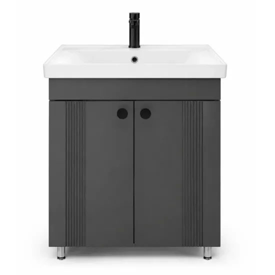Шкаф под умывальник Mashtab Palma (Sava) 65 cm, напольный с 2 дверьми, Антрацит мат (12131)