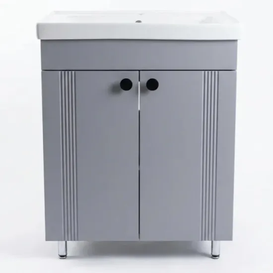 Dulap pentru lavoar Mashtab Palma (Sava) 65 cm, pardoseală cu 2 usi, Gri mat (12181)