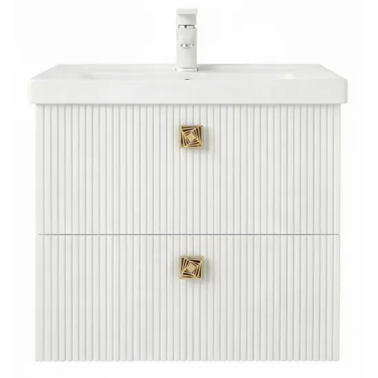 Dulap pentru lavoar Mashtab Toledo (Sava) 65 cm, suspendat cu 2 sertare, Alb (12127)
