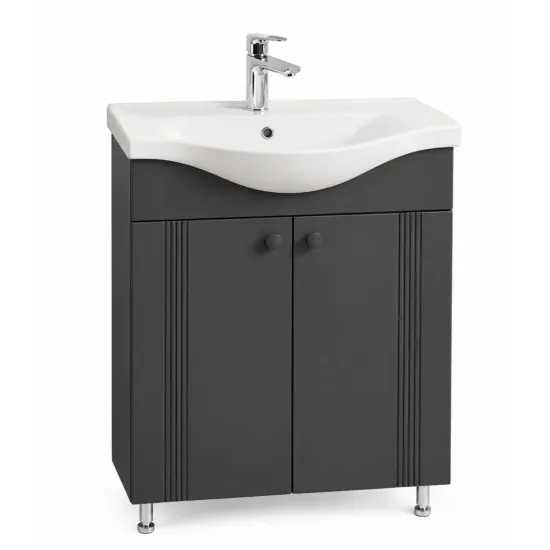 Dulap pentru lavoar Mashtab Palma (Basic) pardoseală cu 2 usi, Antracit mat (S12454)
