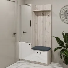 Antreu Bafimob AX-110/2 pe stânga, 110x40x200 cm, Corton Stejar/Alb Luciu
