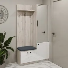 Antreu Bafimob AX-110/2 dreapta, 110x40x200 cm, Corton Stejar/Alb Luciu