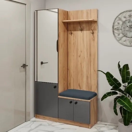 Antreu Bafimob AZ-110/2 pe stânga, 110x40x200 cm, Stejar/Grafit