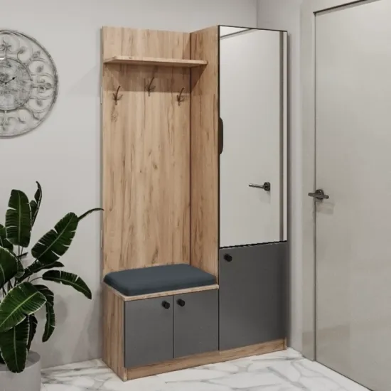 Прихожая Bafimob AZ-110/2 правая, 110x40x200 см, Дуб/Графит
