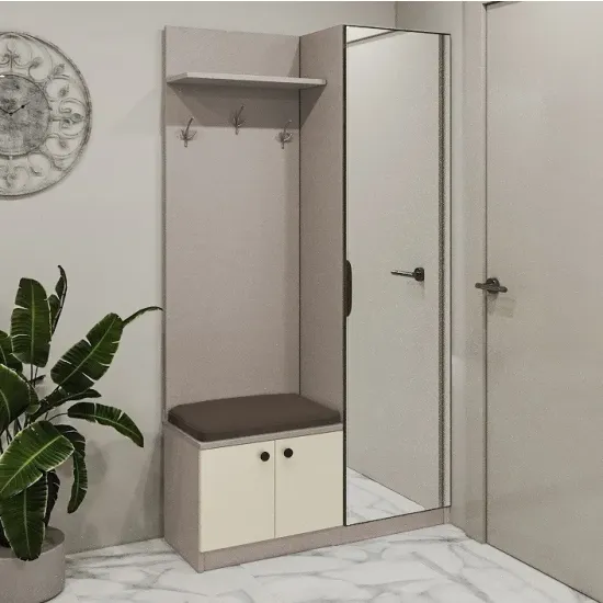 Antreu Bafimob AT-110 pe dreapta, 110x40x200 cm, Stejar Toffi/Bej