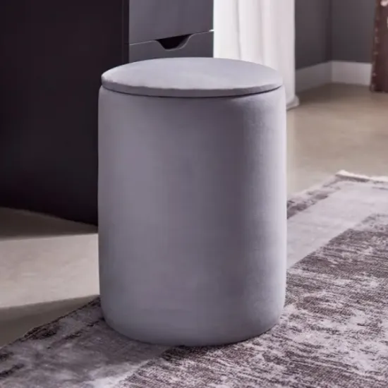 Puf Ambianta rotund cu ladă, Gri