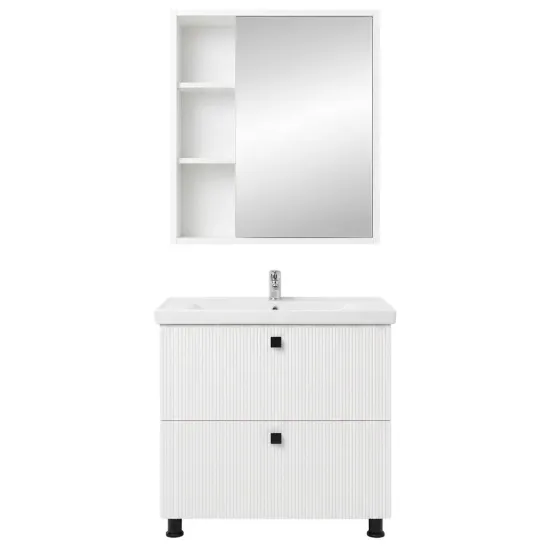 Set de mobila de baie Mashtab Toledo 60/60 60, cu 2 sertare, Alb (12086/12136)