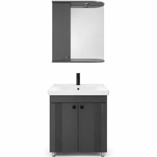 Комплект мебели для ванной Mashtab Palma 60/65, с 2 дверцами, Антрацит мат (S12319/12131)