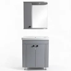 Set de mobila de baie Mashtab Palma 60/65 65, cu 2 usi, Gri mat (12176/12181)