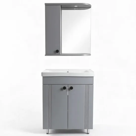 Set de mobila de baie Mashtab Palma 60/65 65, cu 2 usi, Gri mat (12176/12181)
