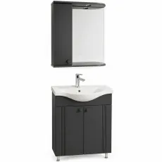 Комплект мебели для ванной Mashtab Palma 60/65, c 2 дверцами, Антрацит мат (S12319/S12454)
