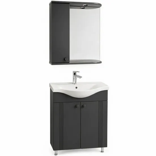 Комплект мебели для ванной Mashtab Palma 60/65, c 2 дверцами, Антрацит мат (S12319/S12454)