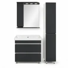 Комплект мебели для ванной Mashtab Sanremo 70/70/35, с 2 выдвижными ящиками, Антрацит/Белый (11076/11349/11110)