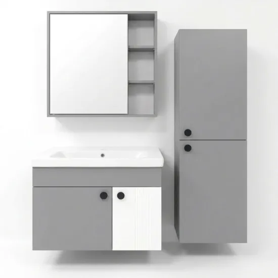 Комплект мебели для ванной Mashtab Lerida 60/60/40, с 2 дверцами, Серо-белый (11860/11873/11866)