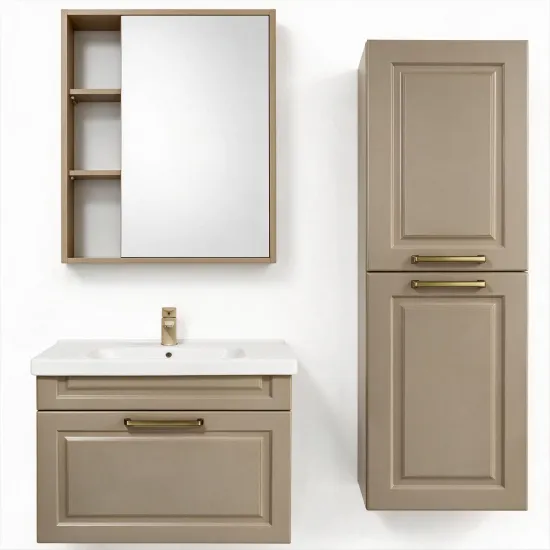 Set de mobila de baie Mashtab Marbela 60/65/40 105, cu sertar, Capucino (11856/11869/11863)