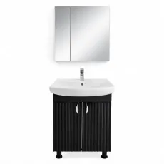 Комплект мебели для ванной Mashtab Aqua 60/60, с 2 дверцами, черный мат (6954/12467)