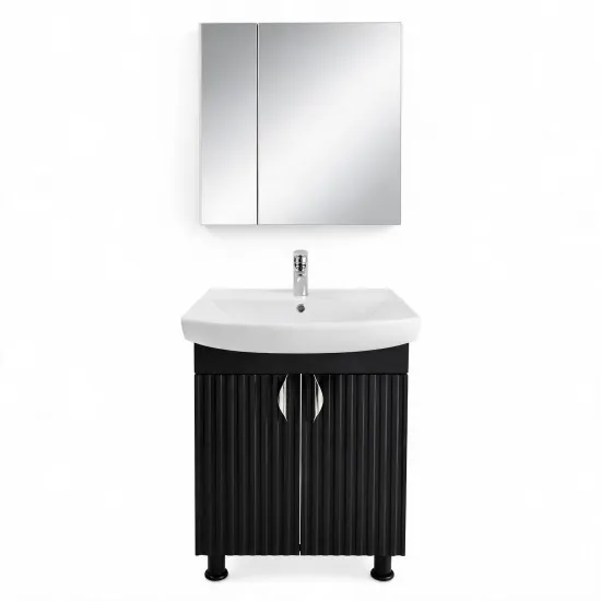 Комплект мебели для ванной Mashtab Aqua 60/60, с 2 дверцами, черный мат (6954/12467)