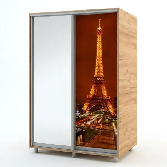Шкаф купе Bafimob ДZ-100, 100x220x60 cm Фотопечать 1/2(дв), Дуб Золотой