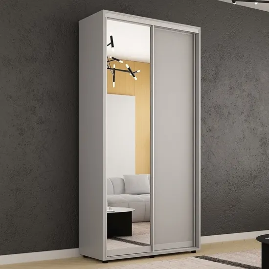 Dulap-cupeu Mobildor Compact, 120x230x45 cm, cu oglindă, Gri
