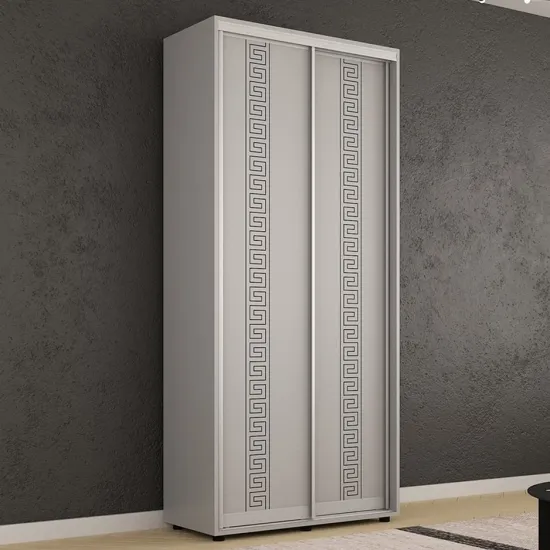 Шкаф купе Mobildor Compact, 120x200x45 cm, двери раздвижные ДСП с греческим орнаментом, Серый