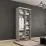 Dulap-cupeu Mobildor Compact, 130x200x45 cm, uși Oglindă + PAL cu ornament linii, Gri