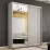 Dulap-cupeu Mobildor Compact, 210x210x45 cm, uși Oglindă + PAL cu ornament linii, Gri