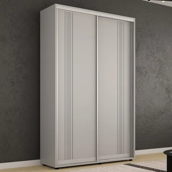 Шкаф купе Mobildor Compact, 150x210x45 cm, двери раздвижные ДСП с декоративными линиями, Серый