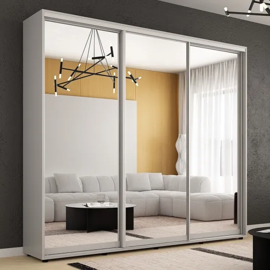 Шкаф купе Mobildor Compact, 250x200x45 cm, двери зеркало, Серый