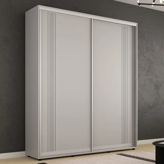 Шкаф купе Mobildor Compact, 220x230x45 cm, двери раздвижные ДСП с декоративными линиями, Серый