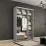 Dulap-cupeu Mobildor Compact, 170x200x45 cm, uși Oglindă + PAL cu ornament linii, Gri