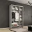 Dulap-cupeu Mobildor Compact, 170x230x45 cm, uși Oglindă + PAL cu ornament linii, Gri