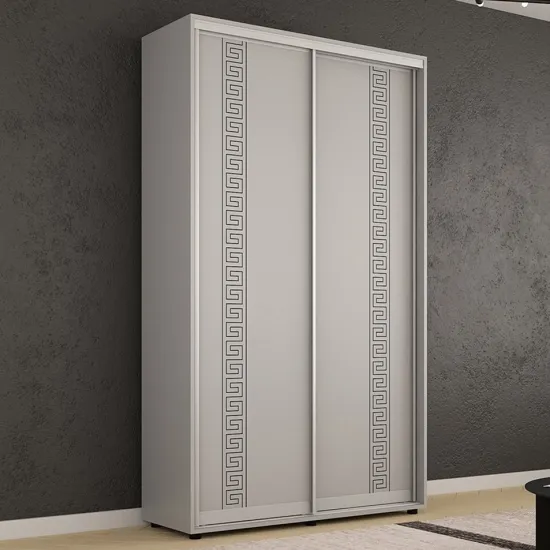 Шкаф купе Mobildor Compact, 160x210x45 cm, двери ДСП с греческим орнаментом, Серый