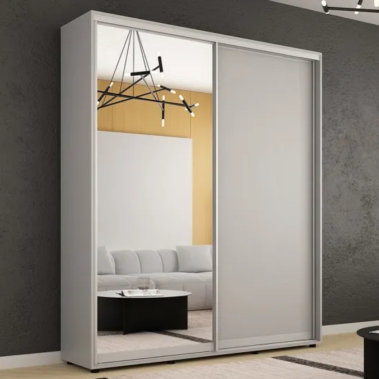 Шкаф купе Mobildor Compact, 210x240x45 cm, двери Зеркало + ДСП, Серый