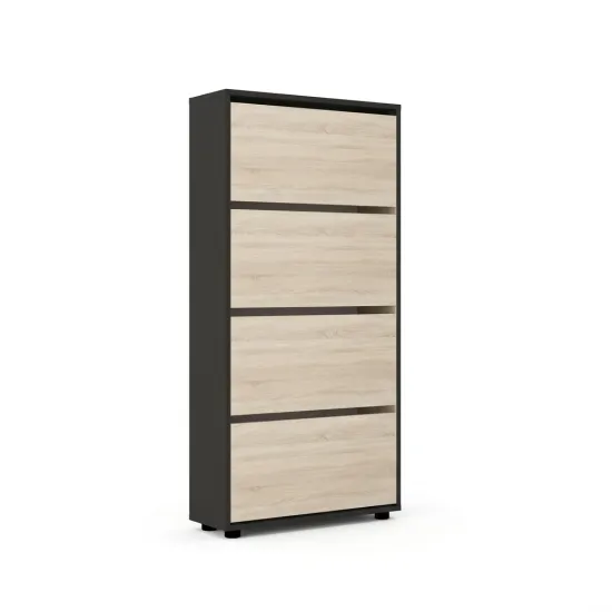 Обувница Mobildor Leo, 80x27x164 см, Антрацит / Сонома