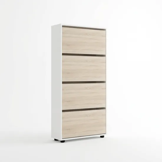 Обувница Mobildor Leo, 100x27x164 см, Белый / Сонома