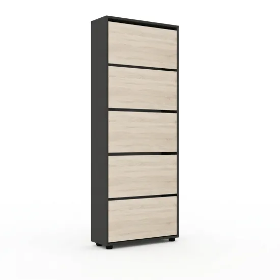 Обувница Mobildor Leo, 50x27x203 см, Антрацит / Сонома