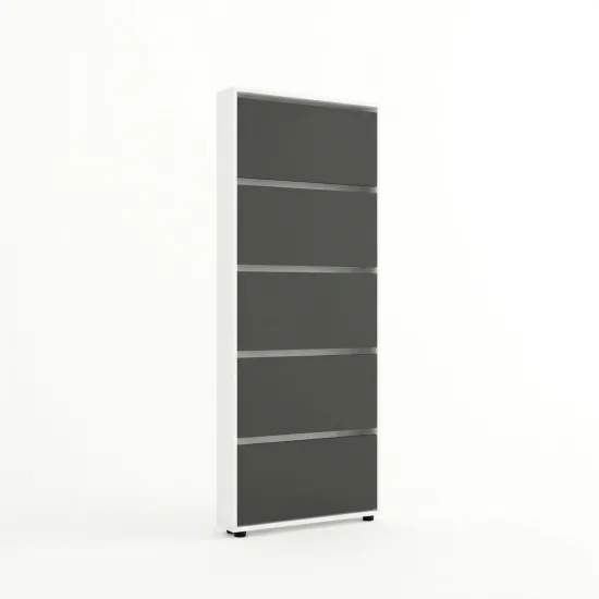 Обувница Mobildor Leo Slim, 70x16x203 см, Белый / Антрацит