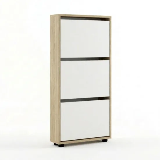 Pantofar Mobildor Leo Slim, 100x16x125 см, sonoma/alb