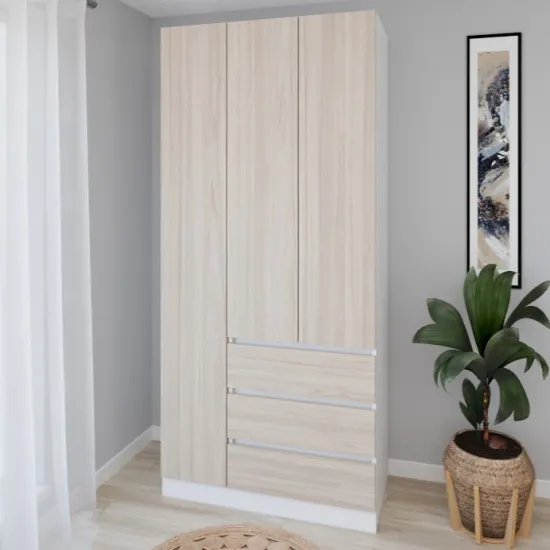 Шкаф Smartex N15, 100x52x220 см, Белый/Дуб Светлый