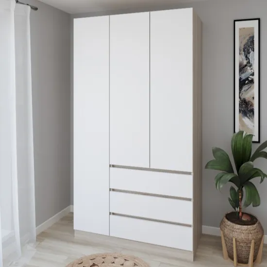 Dulap Smartex N15, 120x52x220 cm, Stejar Deschis/Alb