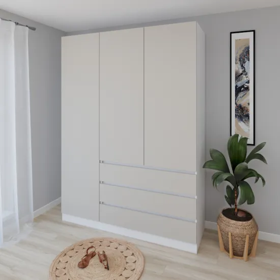 Dulap Smartex N15, 140x52x220 cm, Alb/Cașmir